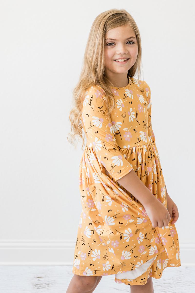 Dandelions in Fall 3/4 Sleeve Pocket Twirl Dress by Mila & Rose ®