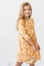 Dandelions in Fall 3/4 Sleeve Pocket Twirl Dress by Mila & Rose ®