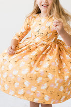Dandelions in Fall 3/4 Sleeve Pocket Twirl Dress by Mila & Rose ®