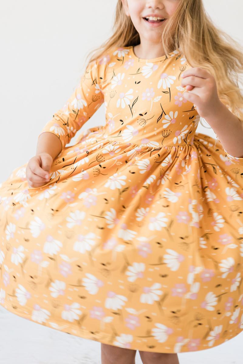 Dandelions in Fall 3/4 Sleeve Pocket Twirl Dress by Mila & Rose ®