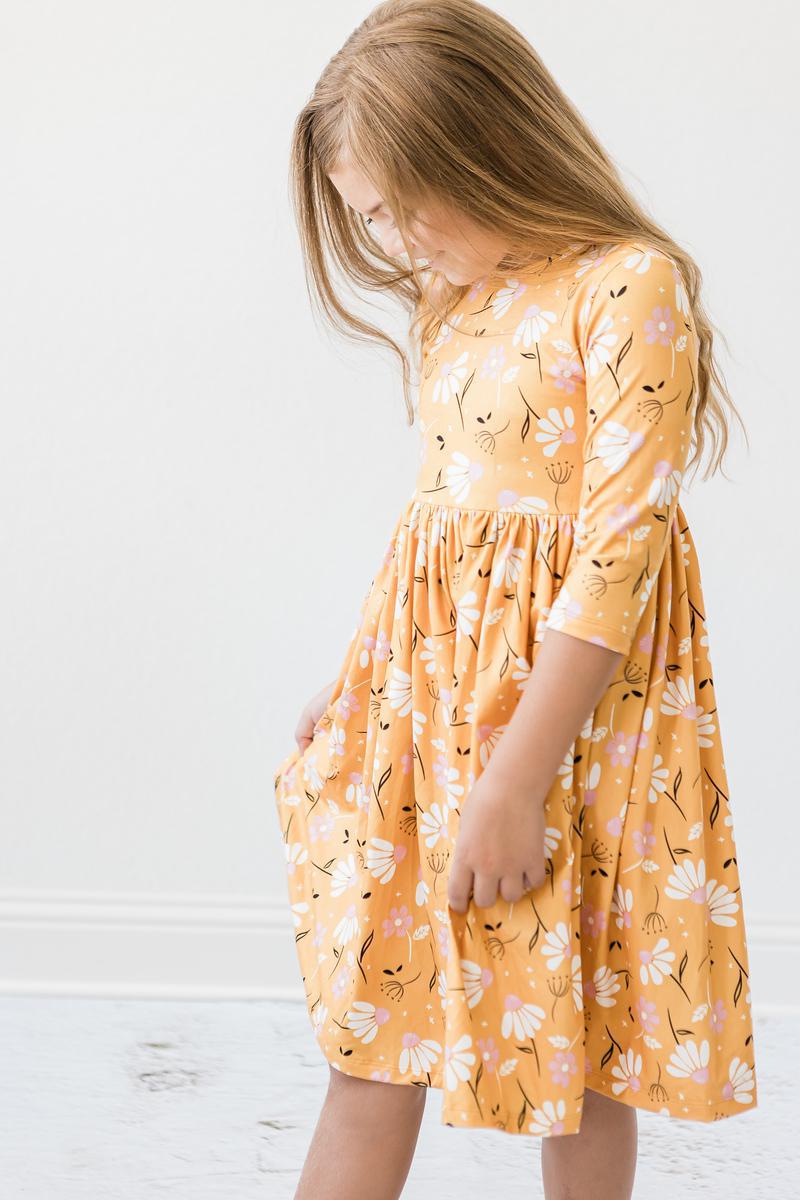 Dandelions in Fall 3/4 Sleeve Pocket Twirl Dress by Mila & Rose ®