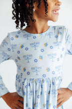 Dreidel Darling L/S Pocket Twirl Dress by Mila & Rose ®