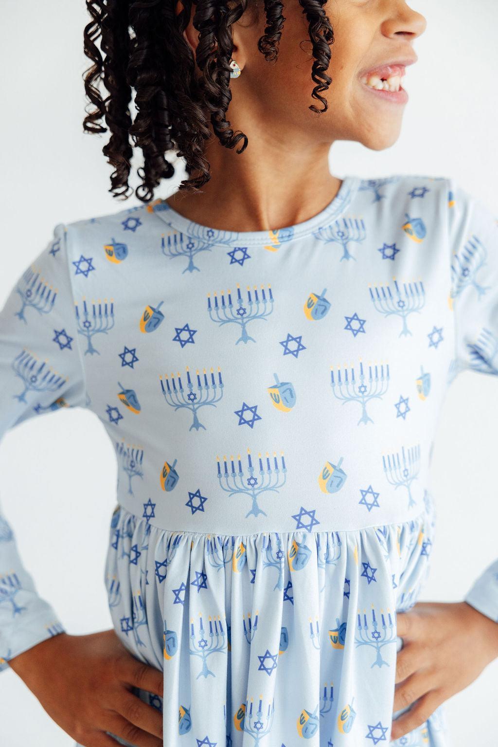 Dreidel Darling L/S Pocket Twirl Dress by Mila & Rose ®