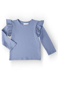 Dusty Blue L/S Ruffle Tee by Mila & Rose ®