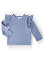 Dusty Blue L/S Ruffle Tee by Mila & Rose ®