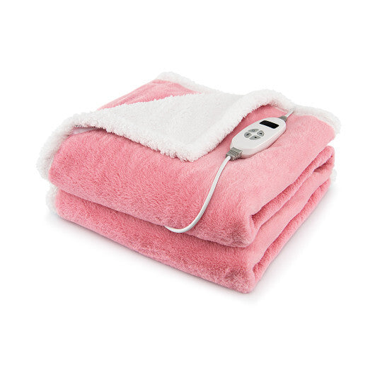 Electric Heated Blanket Throw with 10 Heat Settings-Pink by LuxuryLifeWay Online Store