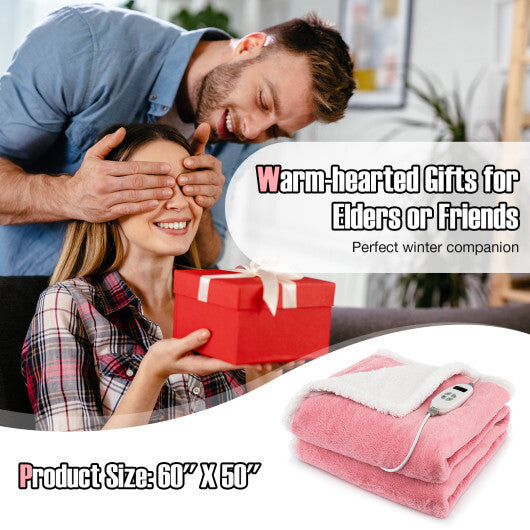Electric Heated Blanket Throw with 10 Heat Settings-Pink by LuxuryLifeWay Online Store
