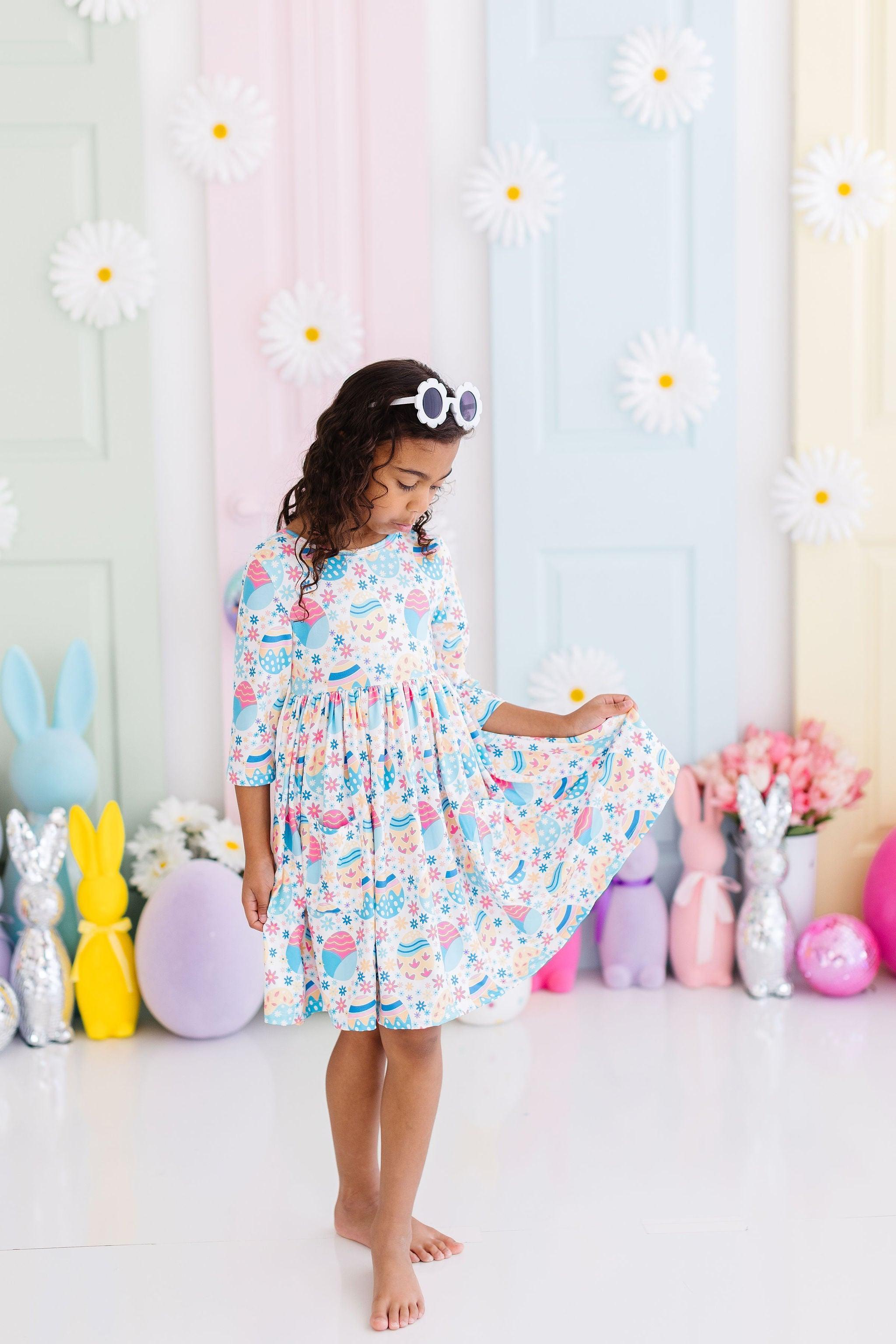 Egg-cellent 3/4 Sleeve Pocket Twirl Dress by Mila & Rose ®