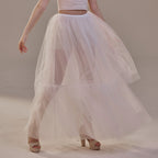 Elegant Double Tulle Skirt , Double Layer Soft White Tulle Skirt for Women, Sheer Maxi Overskirt by Bridal Port