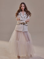 Elegant Double Tulle Skirt , Double Layer Soft White Tulle Skirt for Women, Sheer Maxi Overskirt by Bridal Port