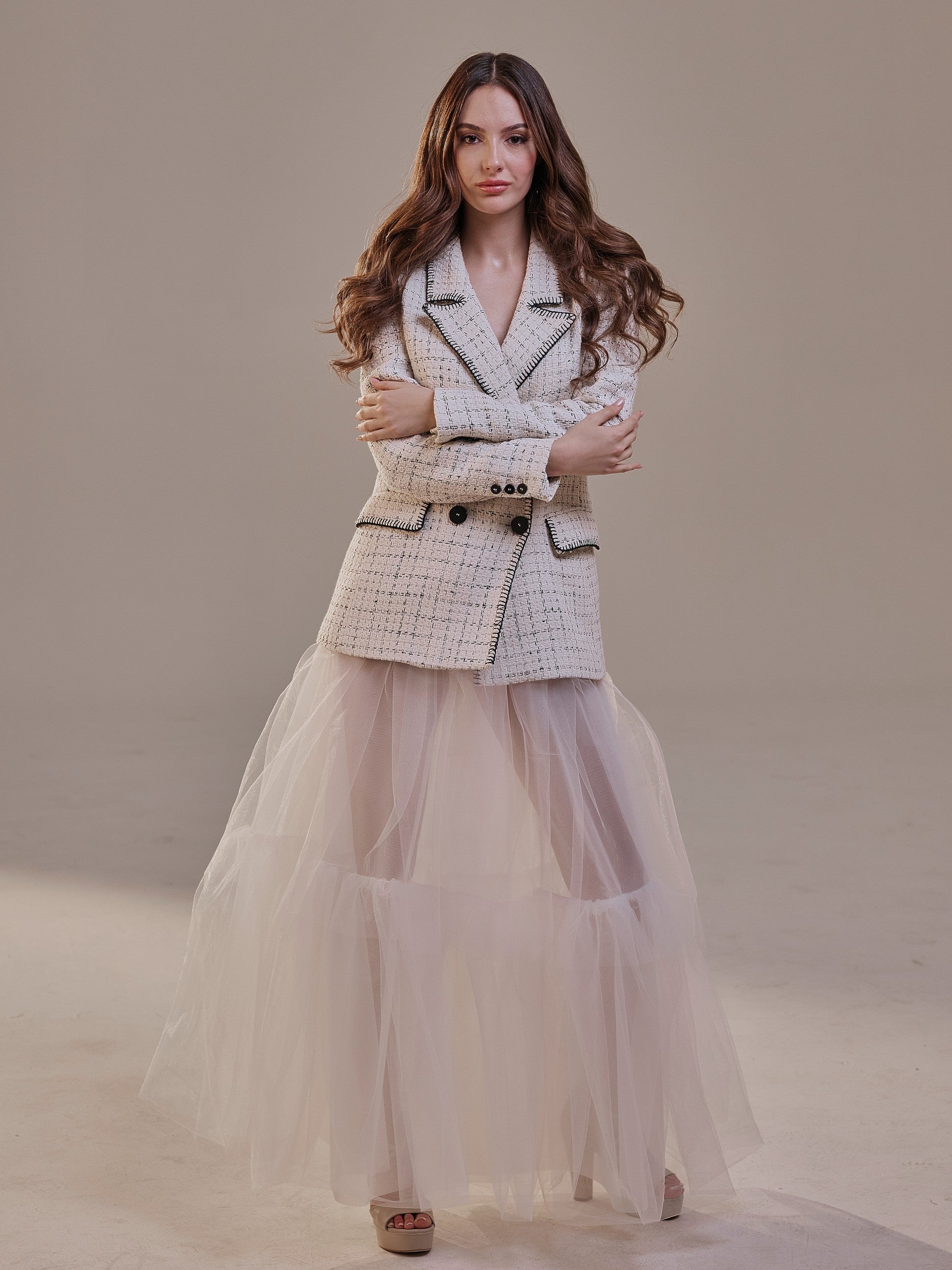 Elegant Double Tulle Skirt , Double Layer Soft White Tulle Skirt for Women, Sheer Maxi Overskirt by Bridal Port