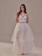 Elegant Double Tulle Skirt , Double Layer Soft White Tulle Skirt for Women, Sheer Maxi Overskirt by Bridal Port
