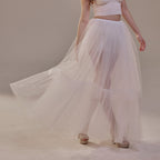 Elegant Double Tulle Skirt , Double Layer Soft White Tulle Skirt for Women, Sheer Maxi Overskirt by Bridal Port