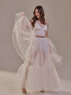 Elegant Double Tulle Skirt , Double Layer Soft White Tulle Skirt for Women, Sheer Maxi Overskirt by Bridal Port
