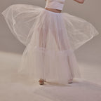 Elegant Double Tulle Skirt , Double Layer Soft White Tulle Skirt for Women, Sheer Maxi Overskirt by Bridal Port