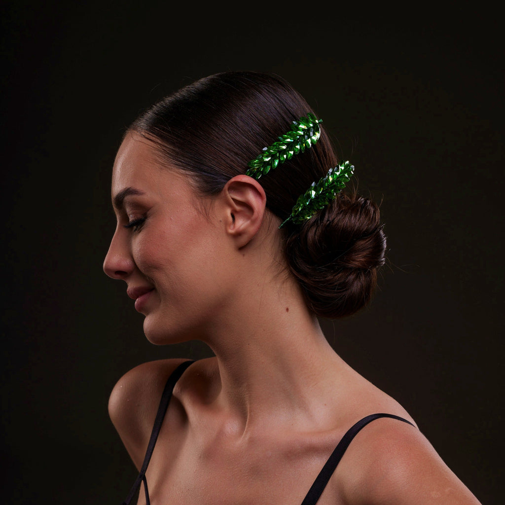 Elegant Green Crystal 2-Piece Hair Comb Set by Bridal Port