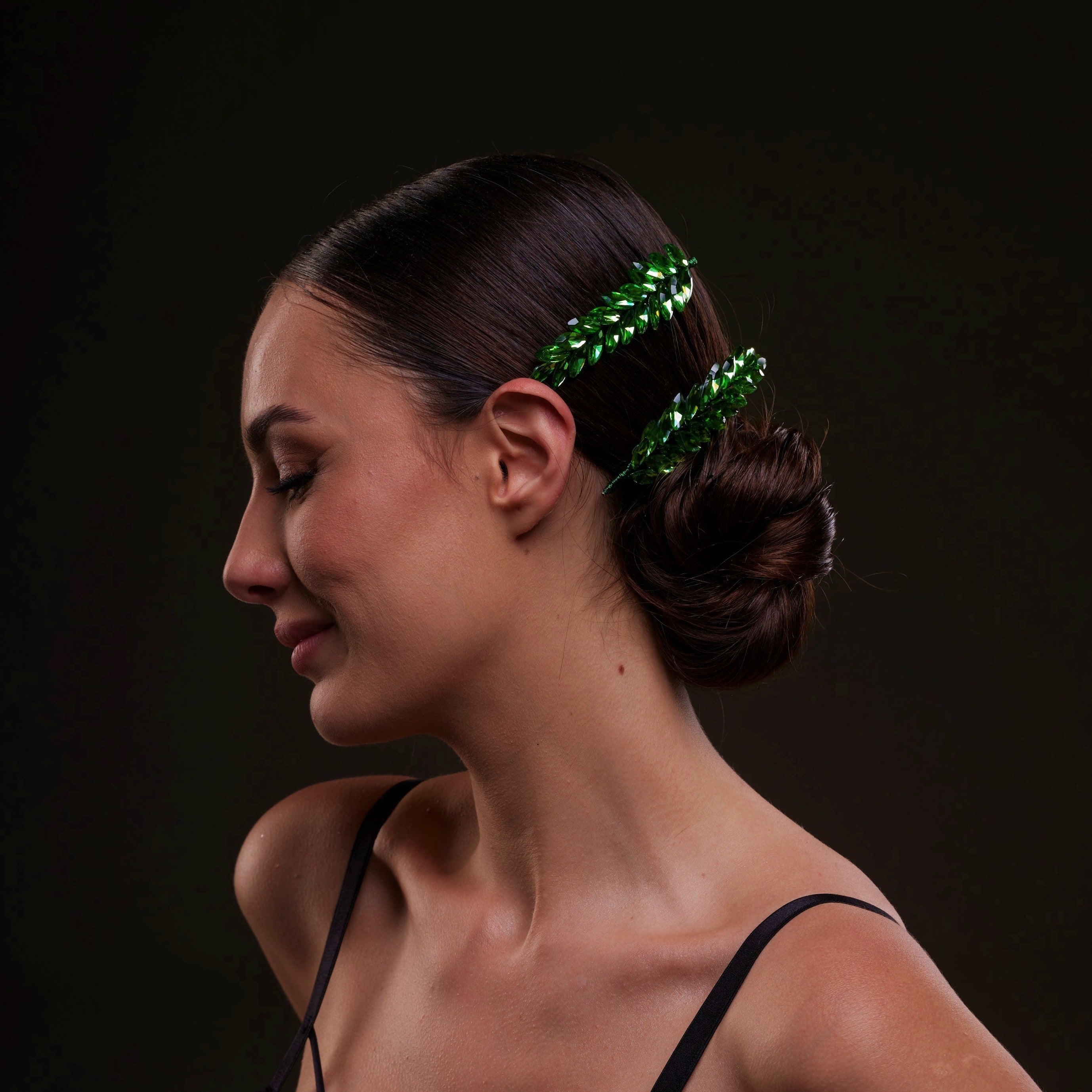Elegant Green Crystal 2-Piece Hair Comb Set by Bridal Port