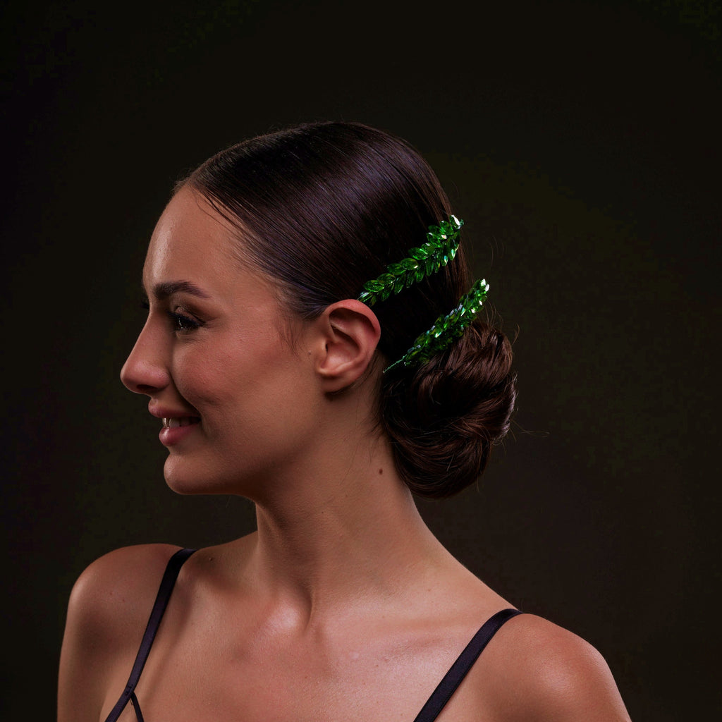 Elegant Green Crystal 2-Piece Hair Comb Set by Bridal Port