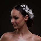 Elegant White Flower & Bead Bridal Hair Comb by Bridal Port