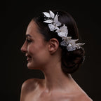 Elegant White Flower & Bead Bridal Hair Comb by Bridal Port