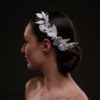 Elegant White Flower & Bead Bridal Hair Comb by Bridal Port