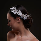 Elegant White Flower & Bead Bridal Hair Comb by Bridal Port