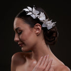Elegant White Flower & Bead Bridal Hair Comb by Bridal Port