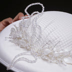 Elegant White Bridal Hat with Beaded Flower Detail by Bridal Port