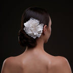 Elegant White Flower Bridal Hair Comb by Bridal Port