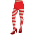 Forum Novelties Women's Adult Christmas Striped Tights with red top and white-red stripes, one size.