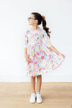 Field of Flowers 3/4 Sleeve Pocket Twirl Dress by Mila & Rose ®