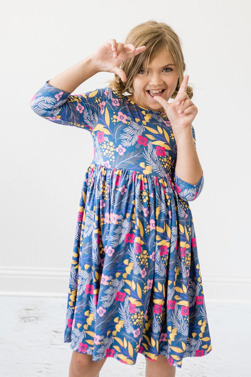 Flora 3/4 Sleeve Pocket Twirl Dress by Mila & Rose ®