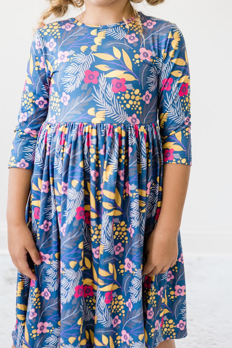 Flora 3/4 Sleeve Pocket Twirl Dress by Mila & Rose ®