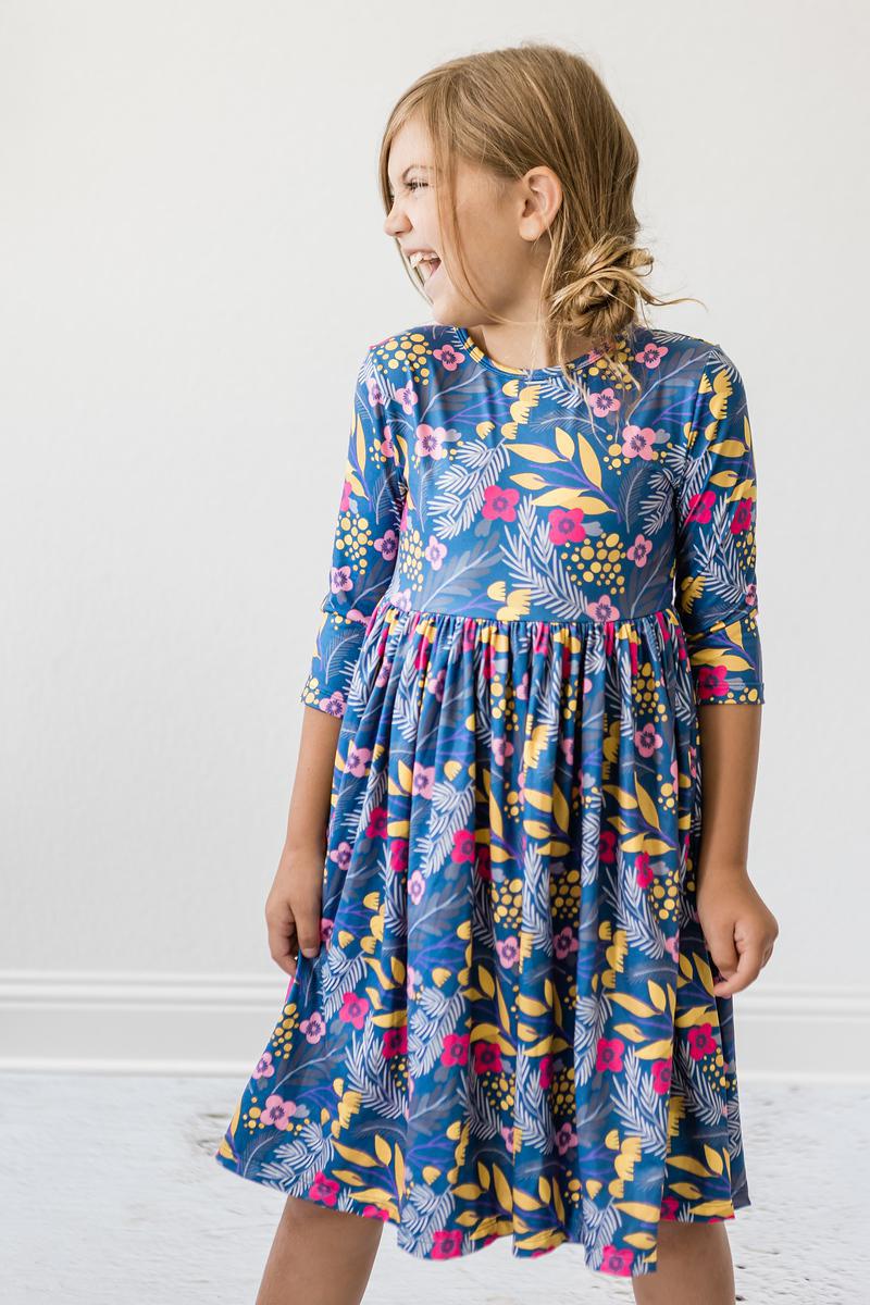 Flora 3/4 Sleeve Pocket Twirl Dress by Mila & Rose ®