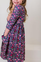 Flower Farm 3/4 Sleeve Pocket Twirl Dress by Mila & Rose ®