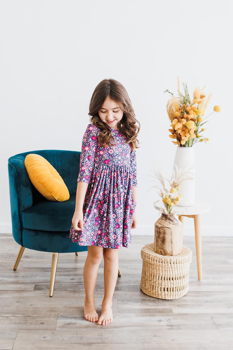 Flower Farm 3/4 Sleeve Pocket Twirl Dress by Mila & Rose ®