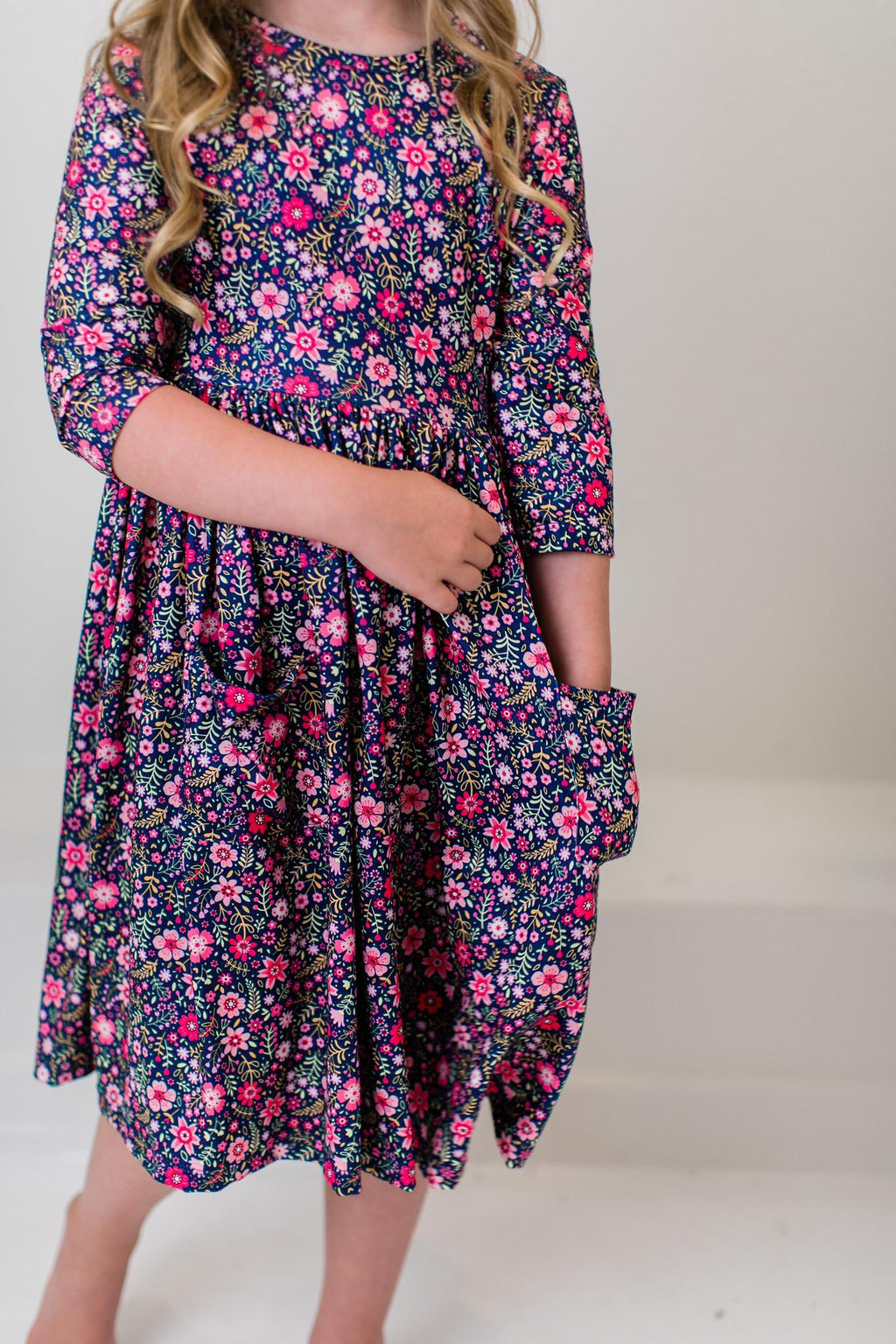 Flower Farm 3/4 Sleeve Pocket Twirl Dress by Mila & Rose ®