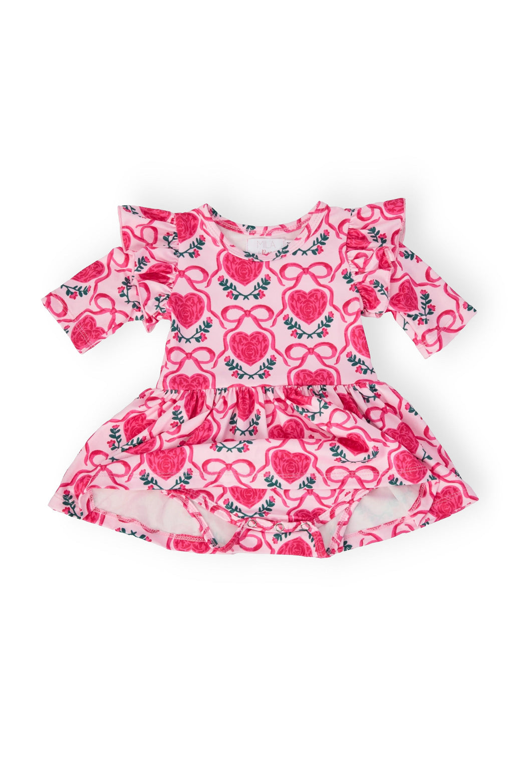 Fluttering Hearts 3/4 Sleeve Flutter Twirl Bodysuit by Mila & Rose ®
