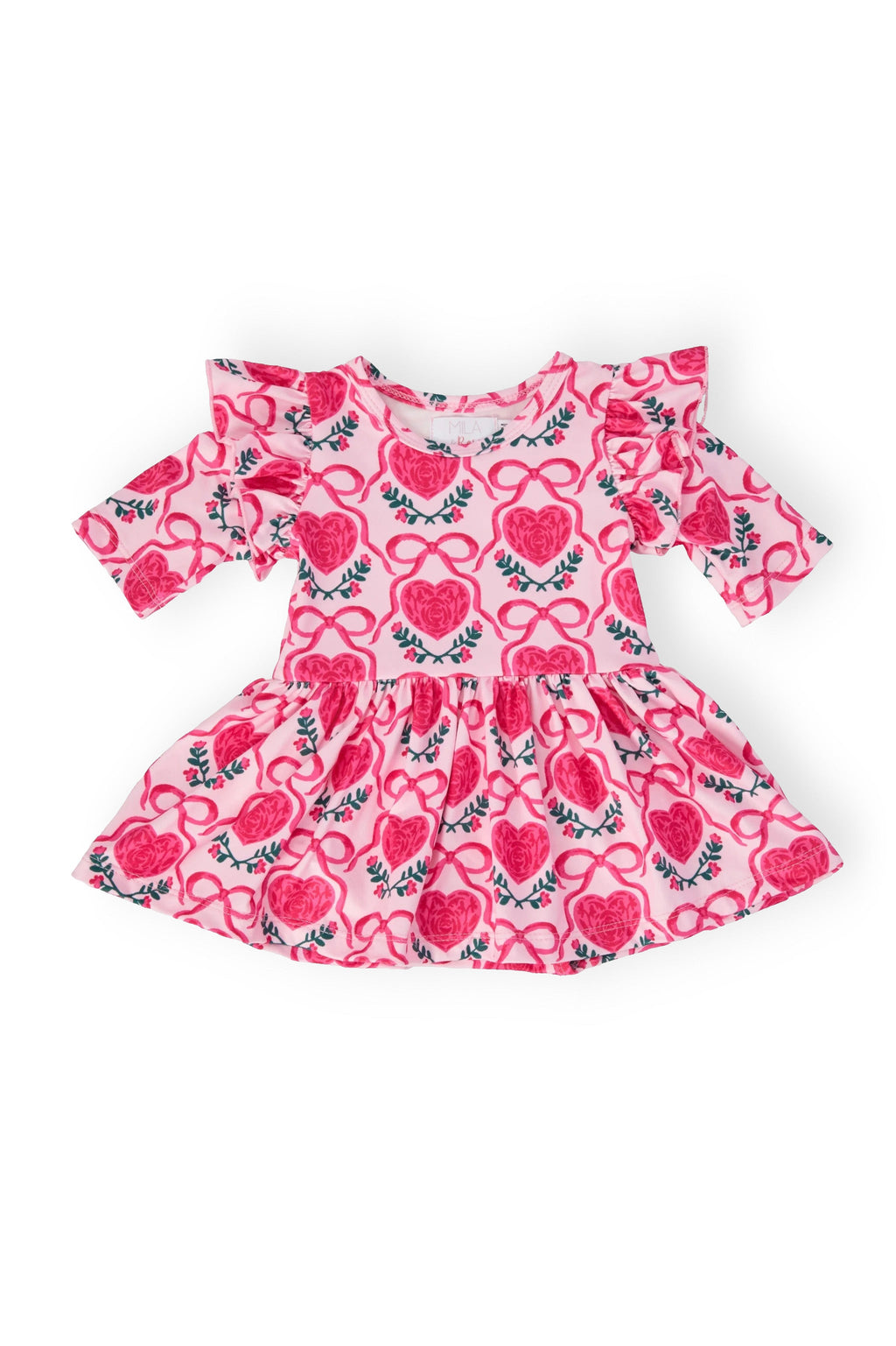 Fluttering Hearts 3/4 Sleeve Flutter Twirl Bodysuit by Mila & Rose ®