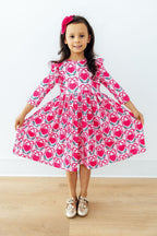 Fluttering Hearts 3/4 Sleeve Ruffle Twirl Dress by Mila & Rose ®