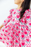 Fluttering Hearts 3/4 Sleeve Ruffle Twirl Dress by Mila & Rose ®
