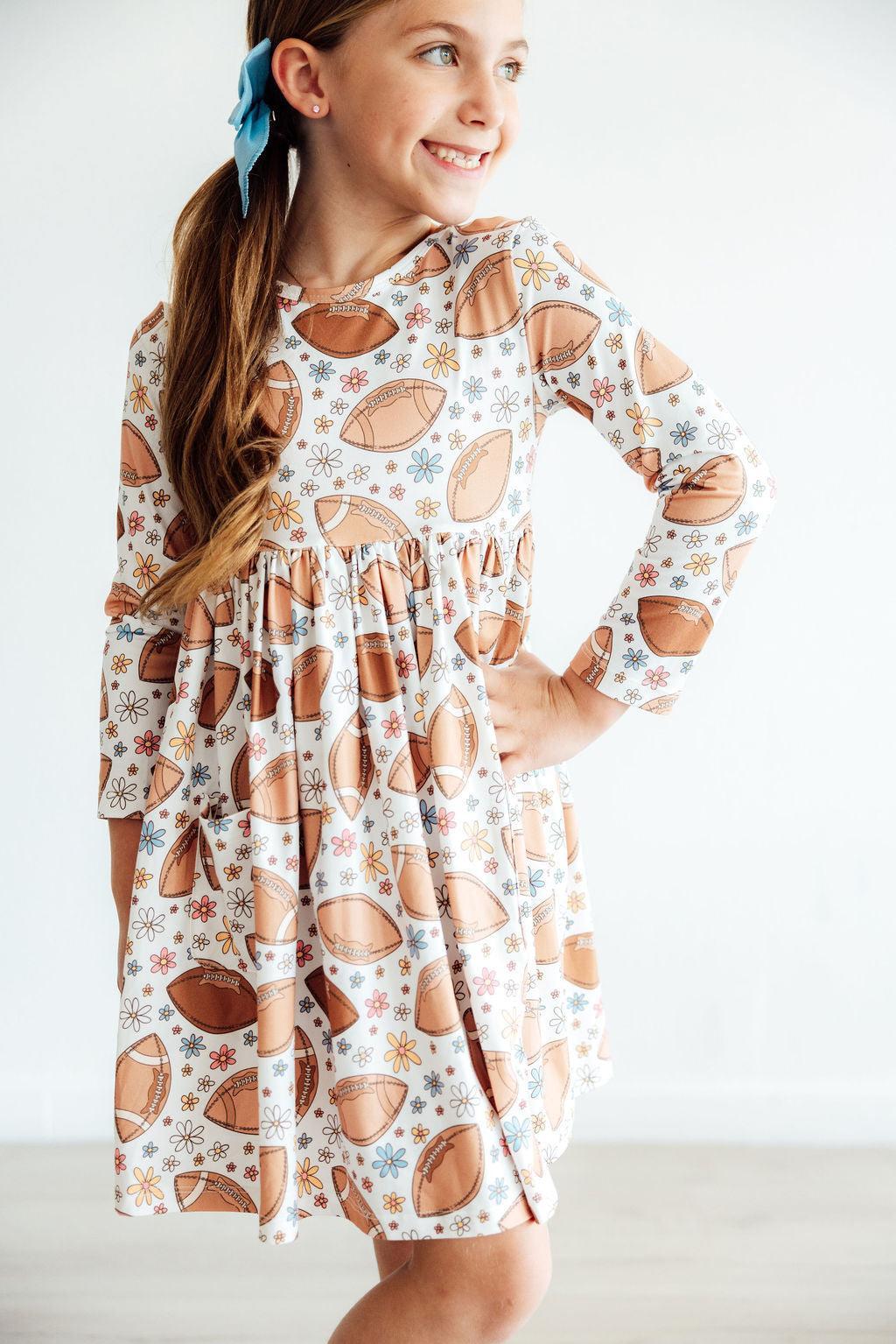 Football Friday L/S Pocket Twirl Dress by Mila & Rose ®