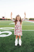 Footballs & Flowers 3/4 Sleeve Pocket Twirl Dress by Mila & Rose ®