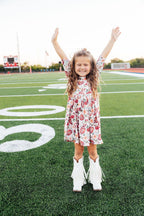 Footballs & Flowers 3/4 Sleeve Pocket Twirl Dress by Mila & Rose ®