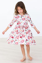 Footballs & Flowers 3/4 Sleeve Pocket Twirl Dress by Mila & Rose ®
