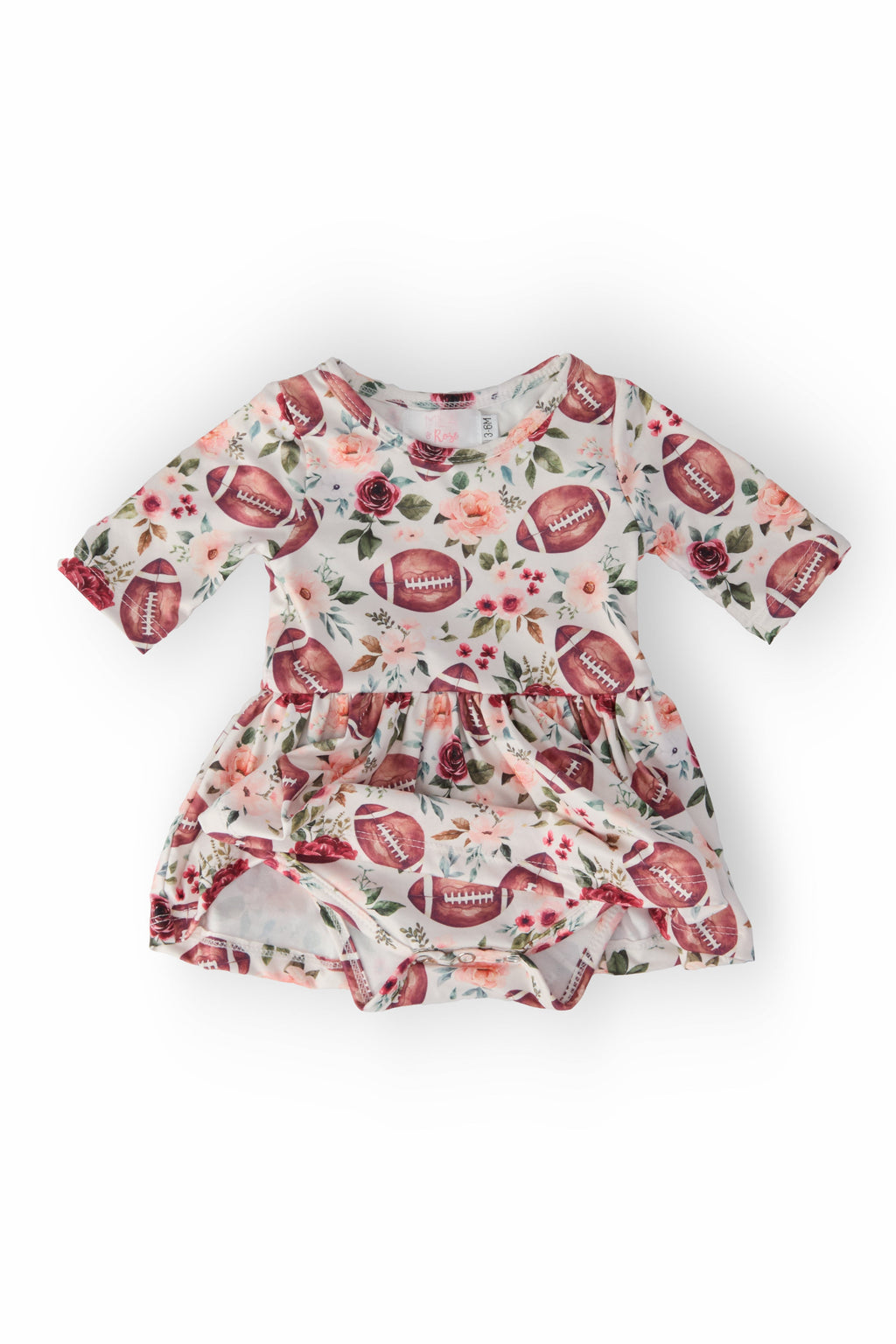 Footballs & Flowers 3/4 Sleeve Twirl Bodysuit by Mila & Rose ®