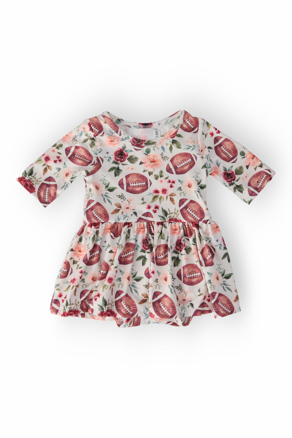 Footballs & Flowers 3/4 Sleeve Twirl Bodysuit by Mila & Rose ®
