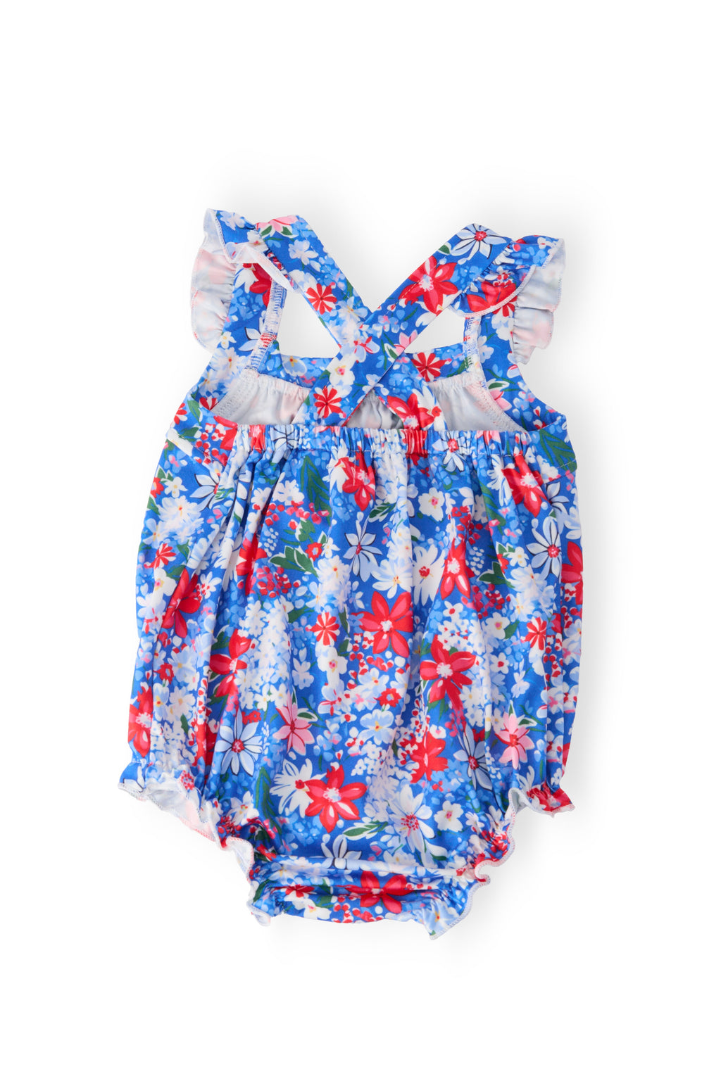 Freedom Flowers Ruffle Cross Back Romper by Mila & Rose ®