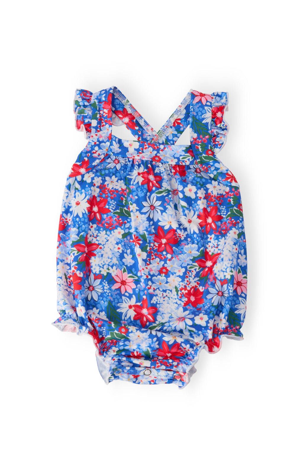 Freedom Flowers Ruffle Cross Back Romper by Mila & Rose ®