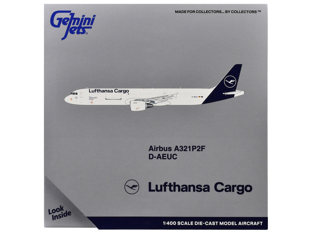 Airbus A321P2F Commercial Aircraft "Lufthansa Cargo" (D-AEUC) White with Blue Tail 1/400 Diecast Model Airplane by GeminiJets by LuxuryLifeWay Online Store
